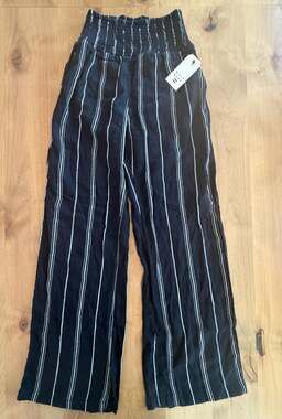 Billabong New Waves Smocked Waist Striped Wide Leg Pants Size S